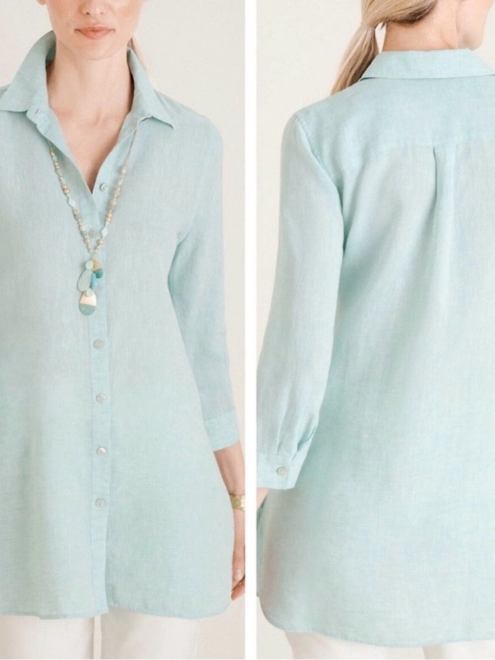 Chico's size 3 | mint green linen blouse